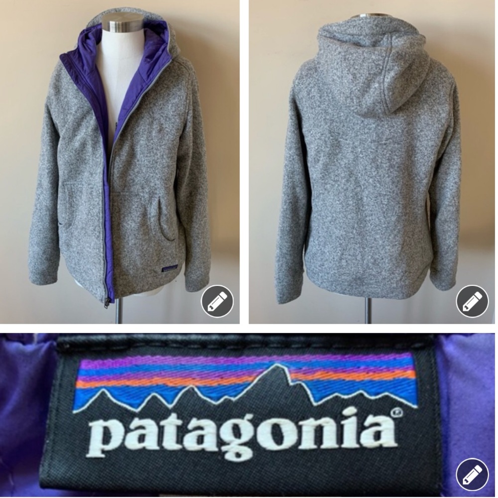 Patagonia gray hooded zip-up jacket
